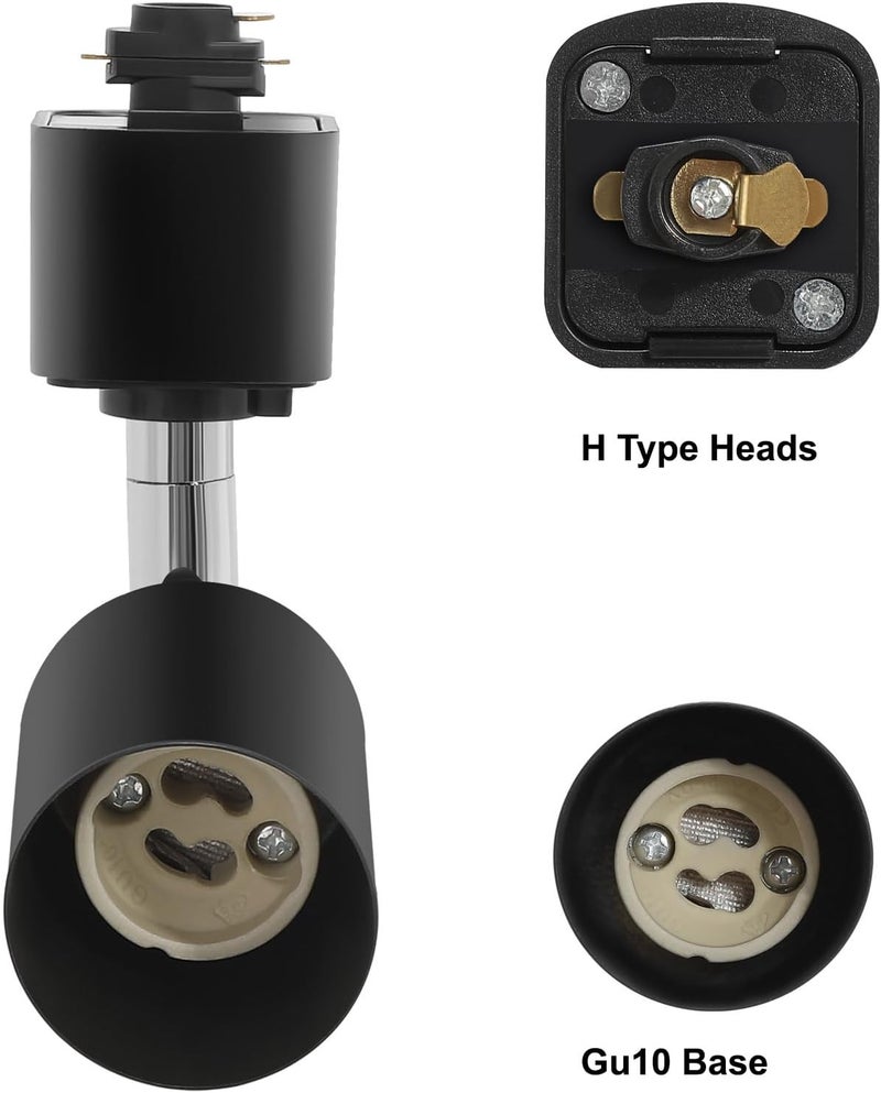 Taysing Track Lighting Heads H Type Halo Track Light Fixtures Adjustable Rotatable Compatible H Type 3-Wire Single Circuit Track Systems for PAR20, R20, PAR30, BR30, BR40, PAR38 Light Bulb(Black, Gu10) - Image 2